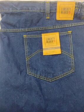 Liberty Blues Wide Leg Jeans Mens Sz 60 Hemmed To 27 Length Elastic Side Waist R